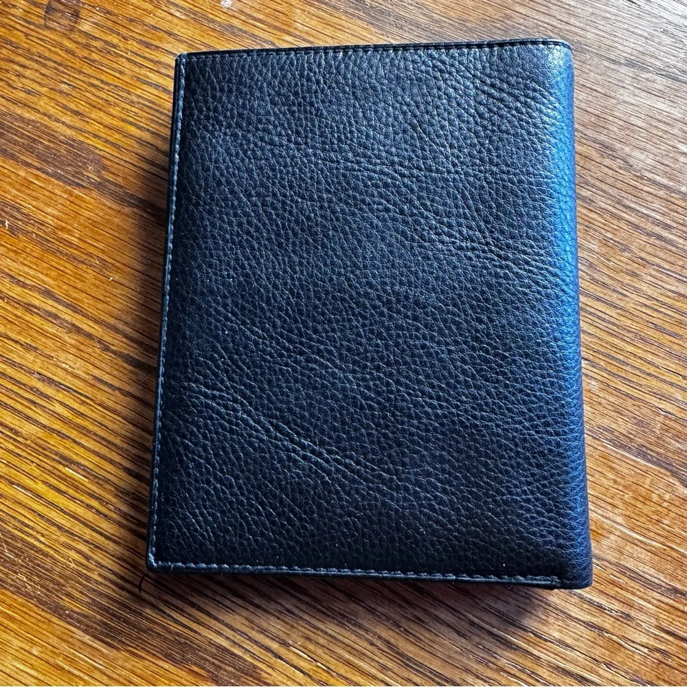 Top grain leather black bifold wallet